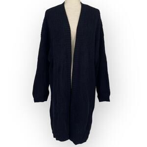 AS IS GIRL WITH CURVES Pointelle Cardigan Sweater Black Size Large